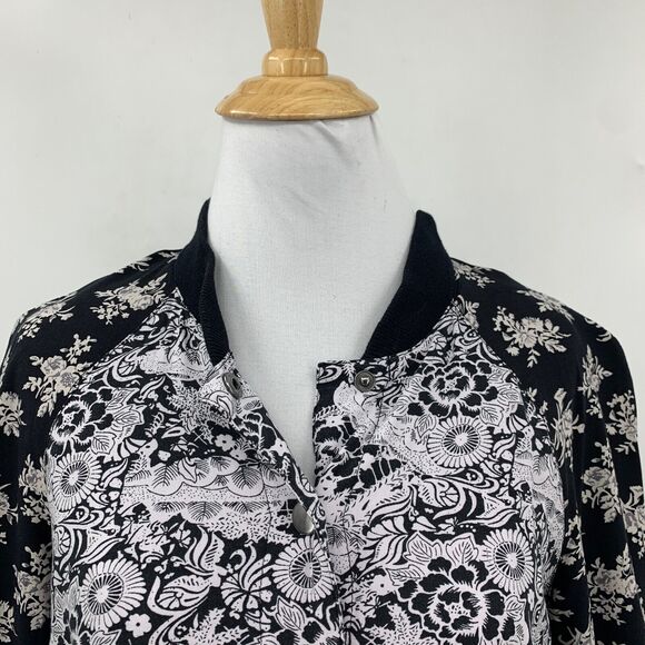 Free People Jacket Womens S Small Floral Bomber Snap Button Satin Lined Pockets - Picture 9 of 16
